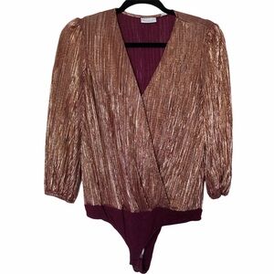 Eva Mendes for New York and Co. Metallic Long Sleeve Bodysuit XS